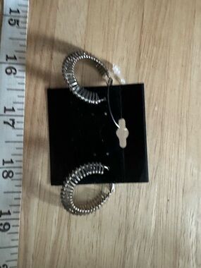 Silver Textured Hoop Earrings - Women Jewelry